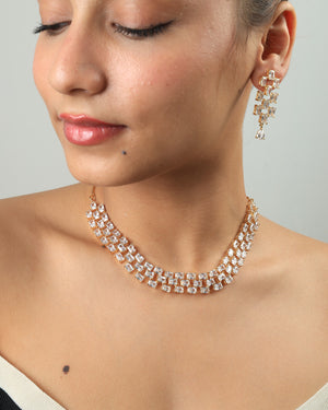 Kianaz Radiant Crystal Grid Necklace Set