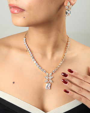 Pashmina Celeste Radiance Crystal Pendant Necklace Set