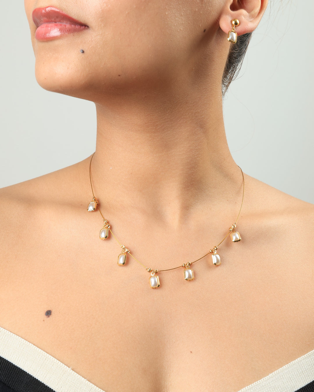 Soraya Pearl Drop Charm Necklace Set