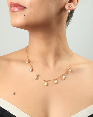Soraya Pearl Drop Charm Necklace Set
