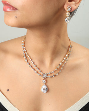 Ruhina Royale Double-Layer Crystal Necklace Set