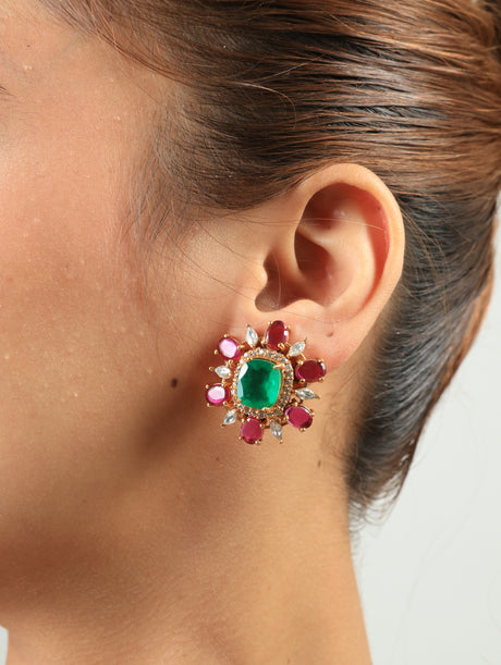 Emerald Bloom Statement Earrings