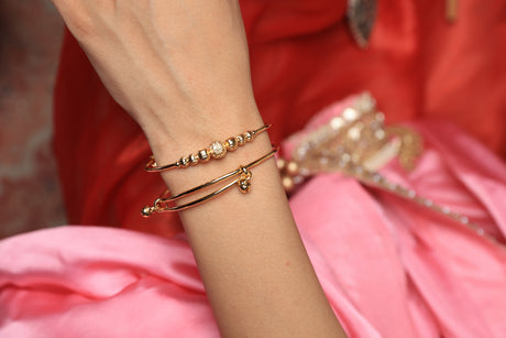 Nasma Set-of-2 Gold Bead Bracelet