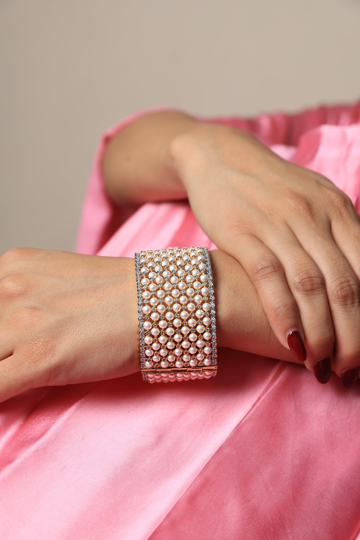 Tanisha Pearl Mesh Cuff Bracelet