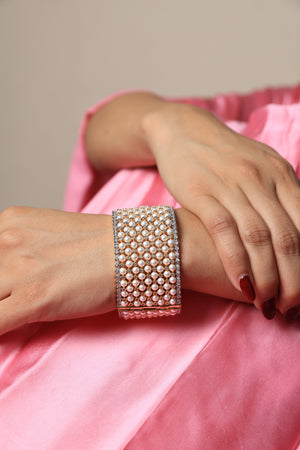 Tanisha Pearl Mesh Cuff Bracelet