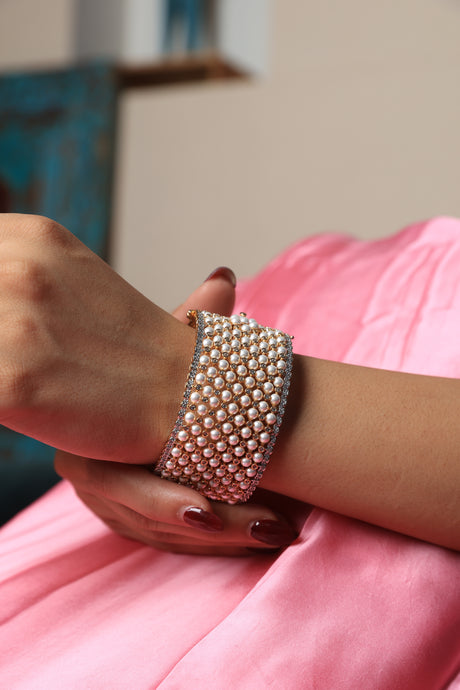Tanisha Pearl Mesh Cuff Bracelet