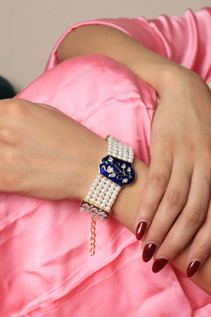 Ziaan Hamsa Pearl Cuff Bracelet
