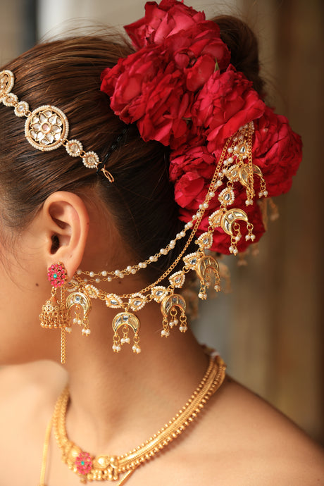 Yutika Kundan Pearl Ear Chain