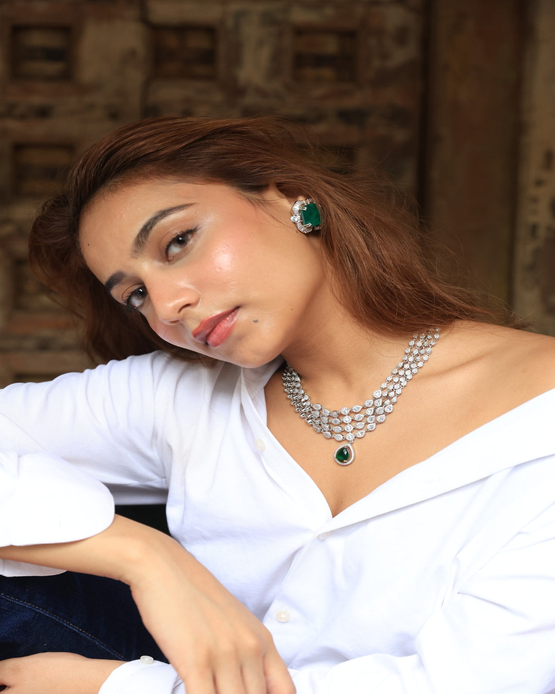 Tahira Emerald Elegance Layered Necklace Set