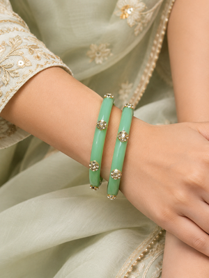 Viyan Pista Radiance Crystal Bangles