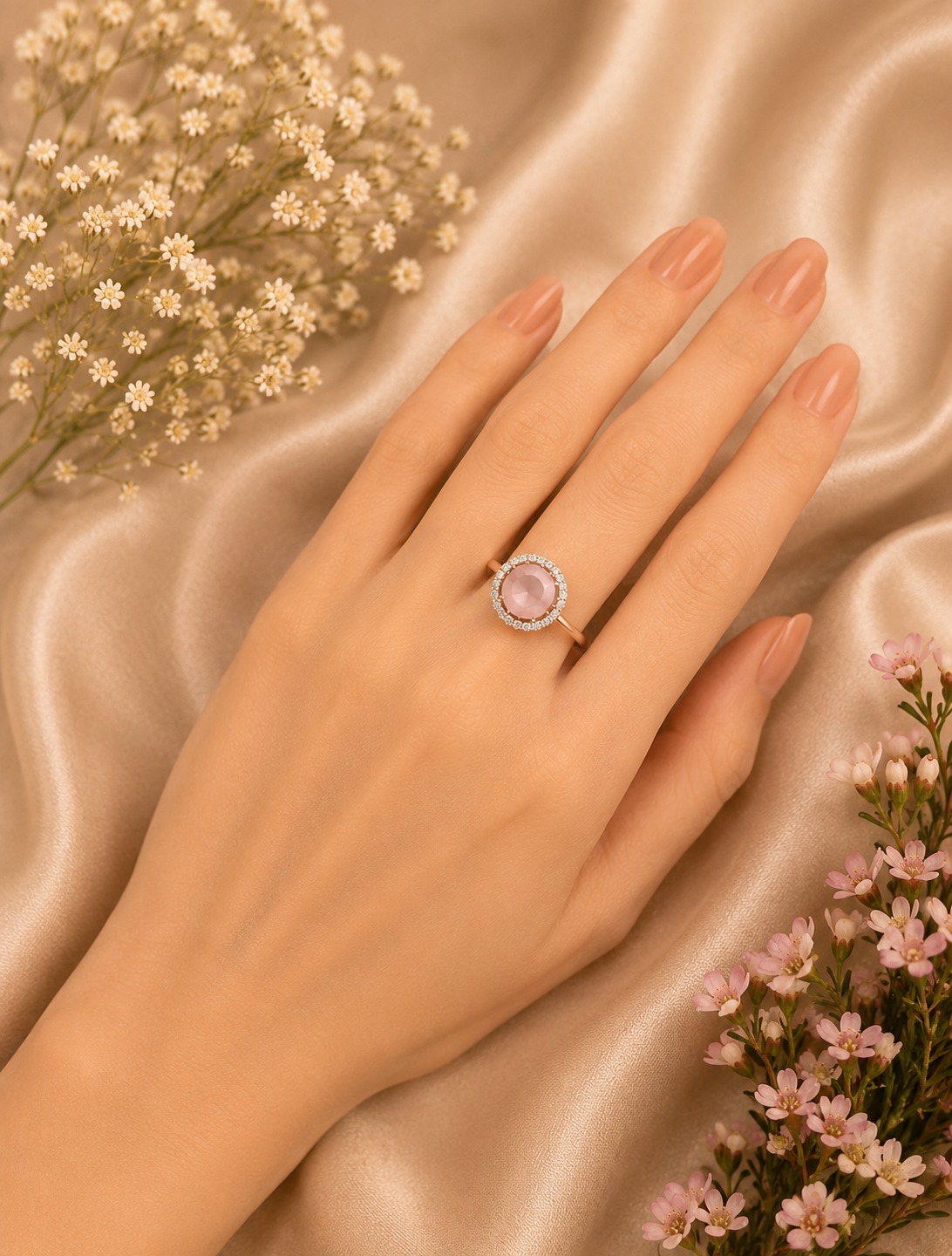 Alina Lt. Pink Emerald Spark Ring