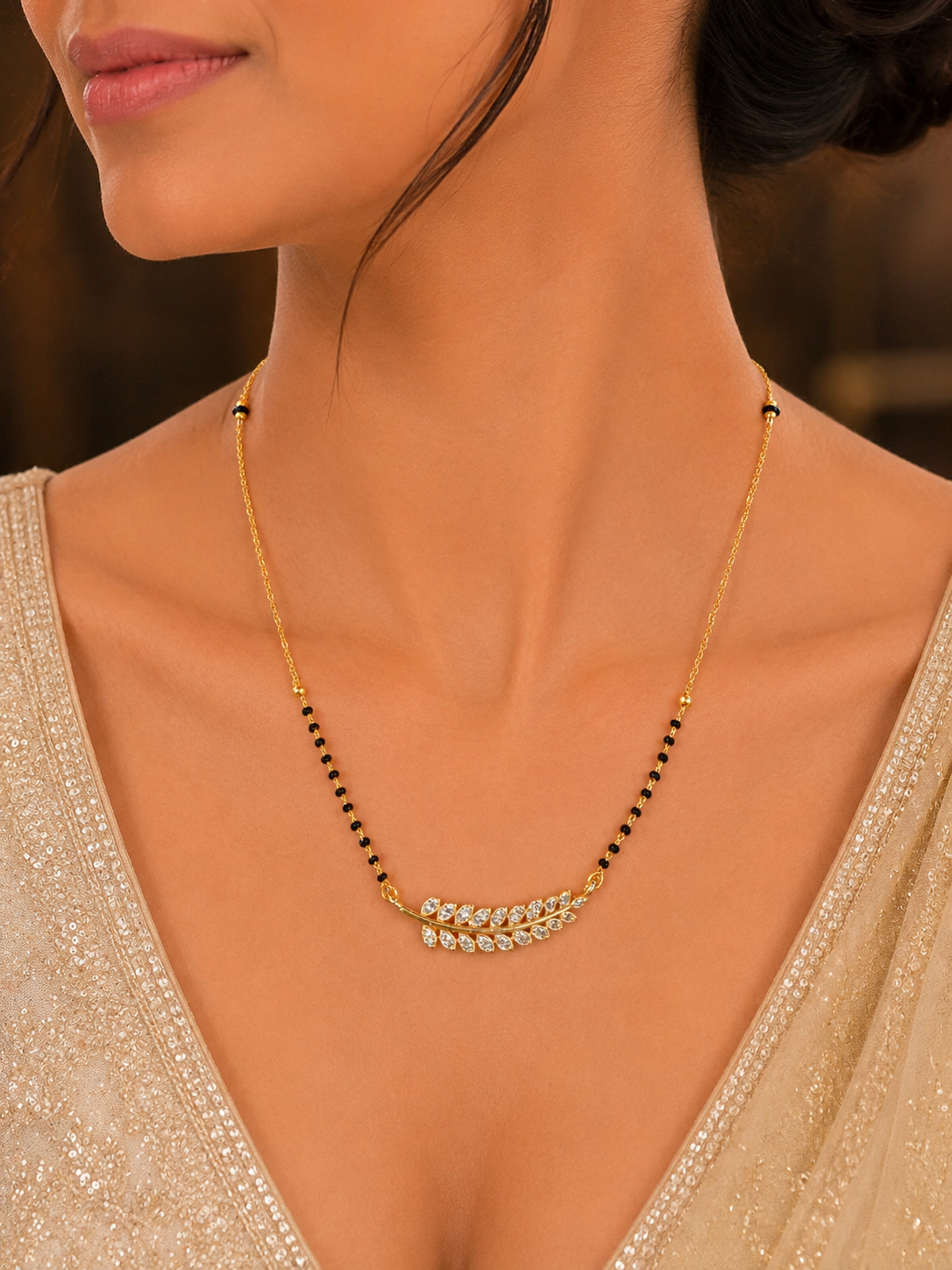 Leafline Crystal Mangalsutra