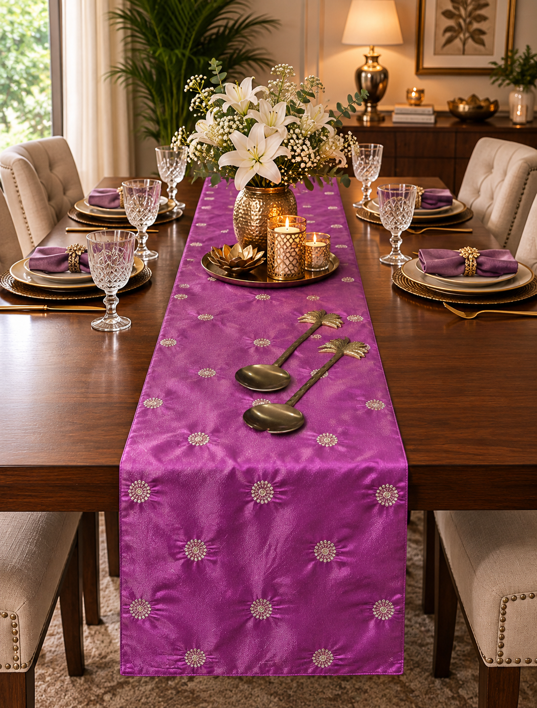 Zari Gul Violet Table Runner