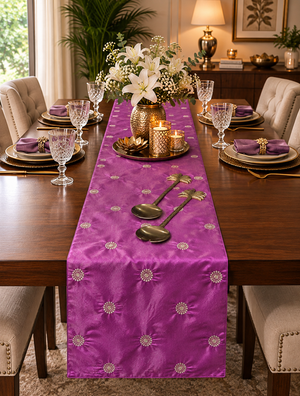 Zari Gul Violet Table Runner