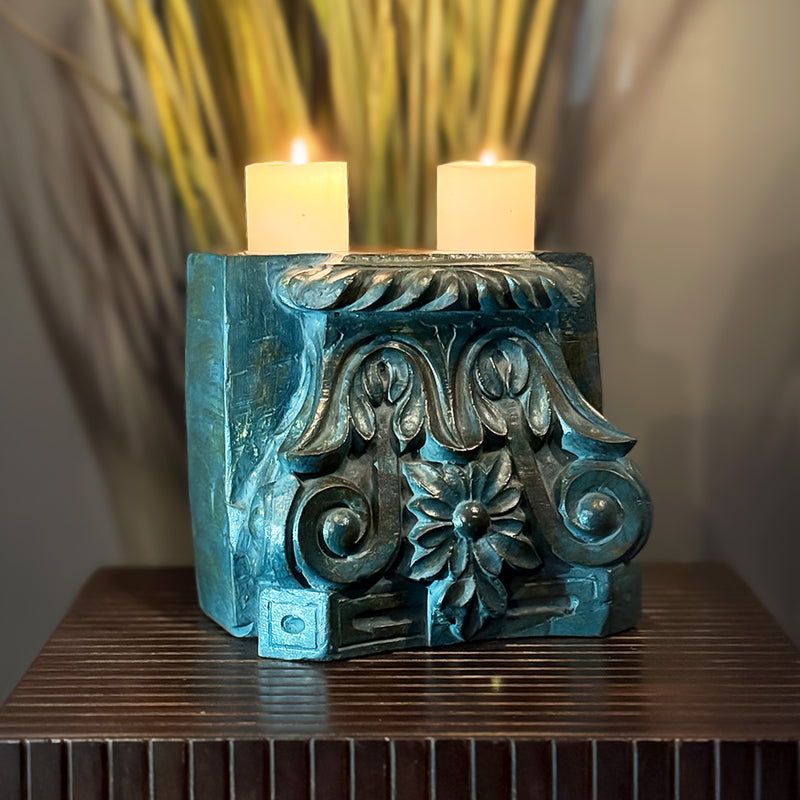 Wooden Block Candle Holder