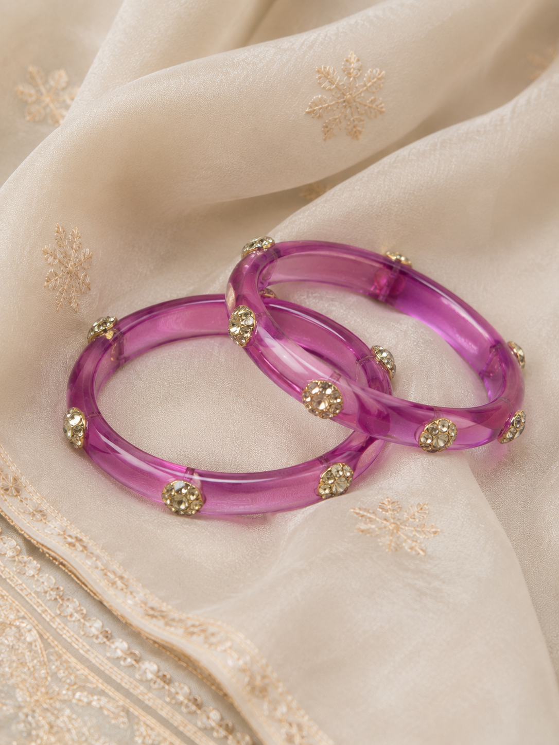 Viyan Purple Radiance Crystal Bangles
