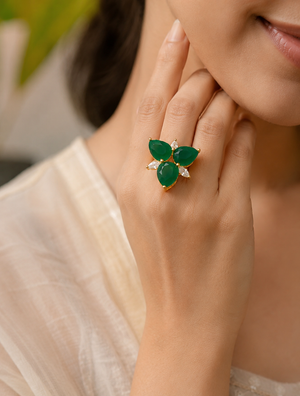 Mahi  Emerald Bloom Floral Statement Ring