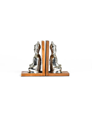Silver Tone Buddha Bookend with Base-2pc(s)