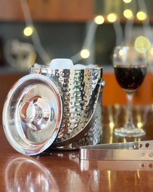 Hammered Ice bucket with tong