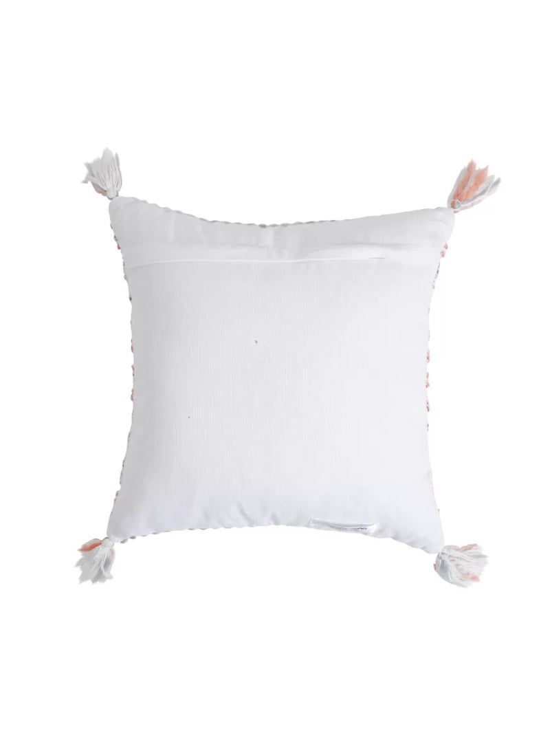 Cushion Cover With Tassels - Ivory And Green
