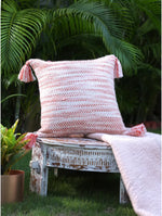 Cushion Cover With Tassles - Ivory And Rust