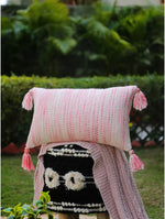 Cushion Cover With Tassels - Ivory And Pink Woven