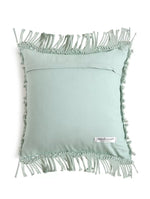 Macrame Cushion Cover With Fringes - Aqua Green