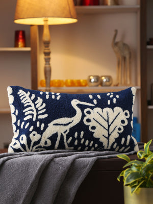 Stork Design Woven cushion cover - Blue