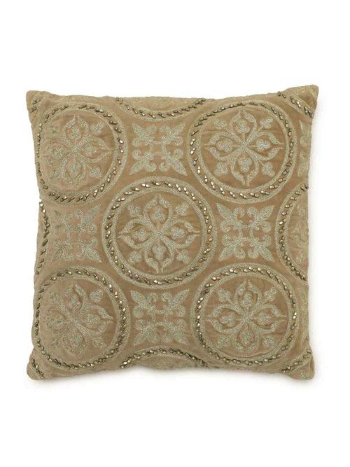 Zari Embroidery And Hand Beaded Exclusively Crafted Cushion Cover