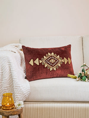 Zari and dori embroidered with Hand bead work exclusively crafted cushion cover
