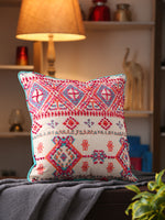 Cotton printed cushion cover with French Knot embroidery