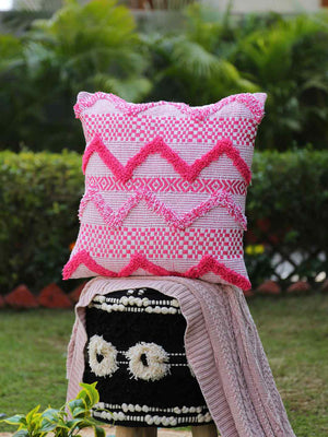 Pink Fuchsia Tufted Cushion Cover