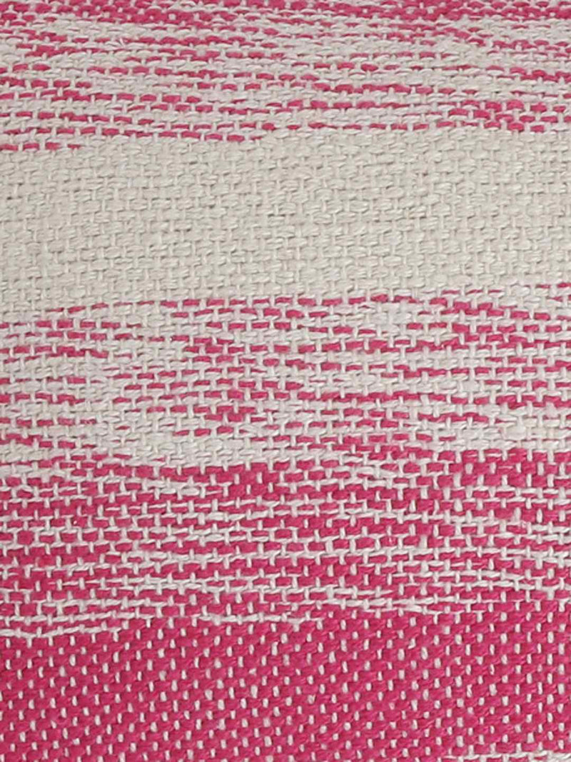 Cushion Cover - Pink And White Hand Woven With Pink Tassels