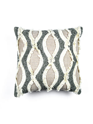 Rich Linen look  Cotton Slub with cord and crewel Embroidery cushion cover