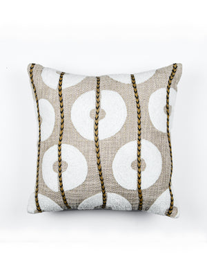 Rich Linen Look Cotton Slub Exclusive design Crewel Embroidery Cushion Cover