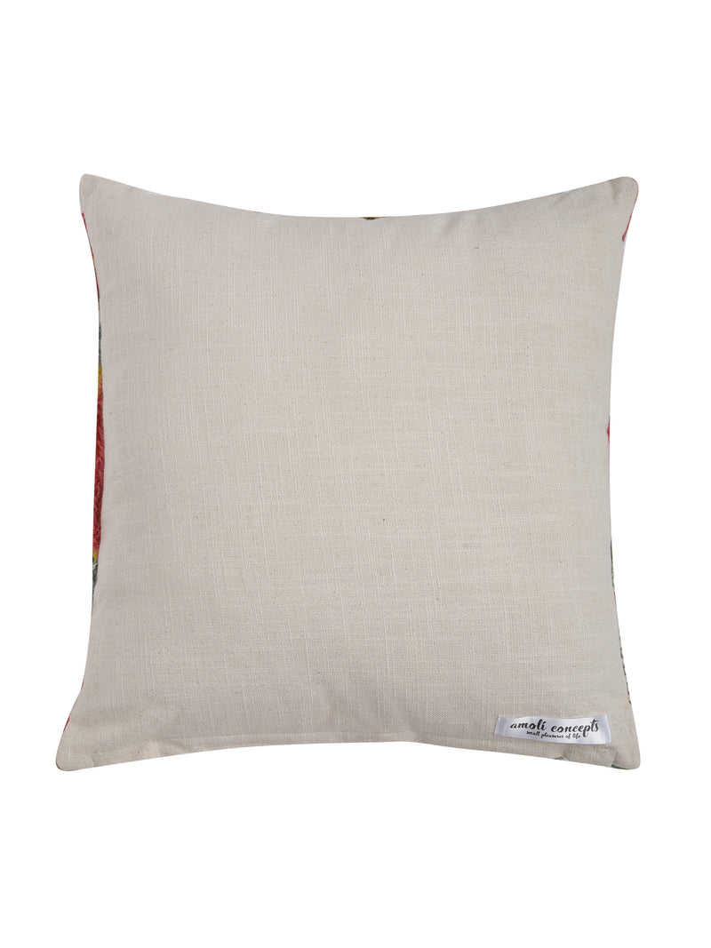 Beautiful Color Block design red & white embroidered cushion cover