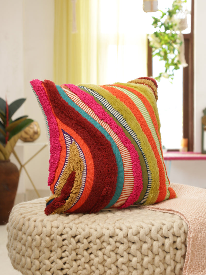 Abstract design tufted colorful cushion cover