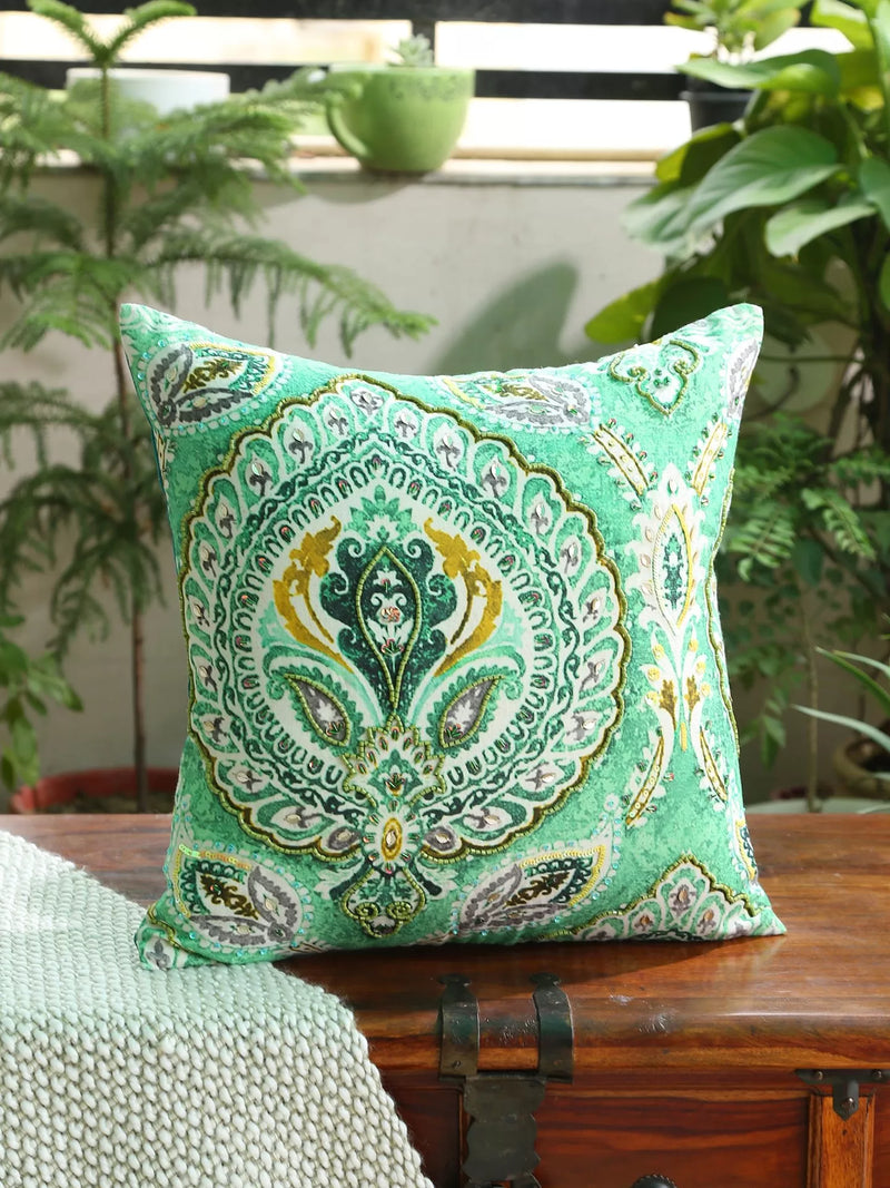 Paisley Cushion - Green