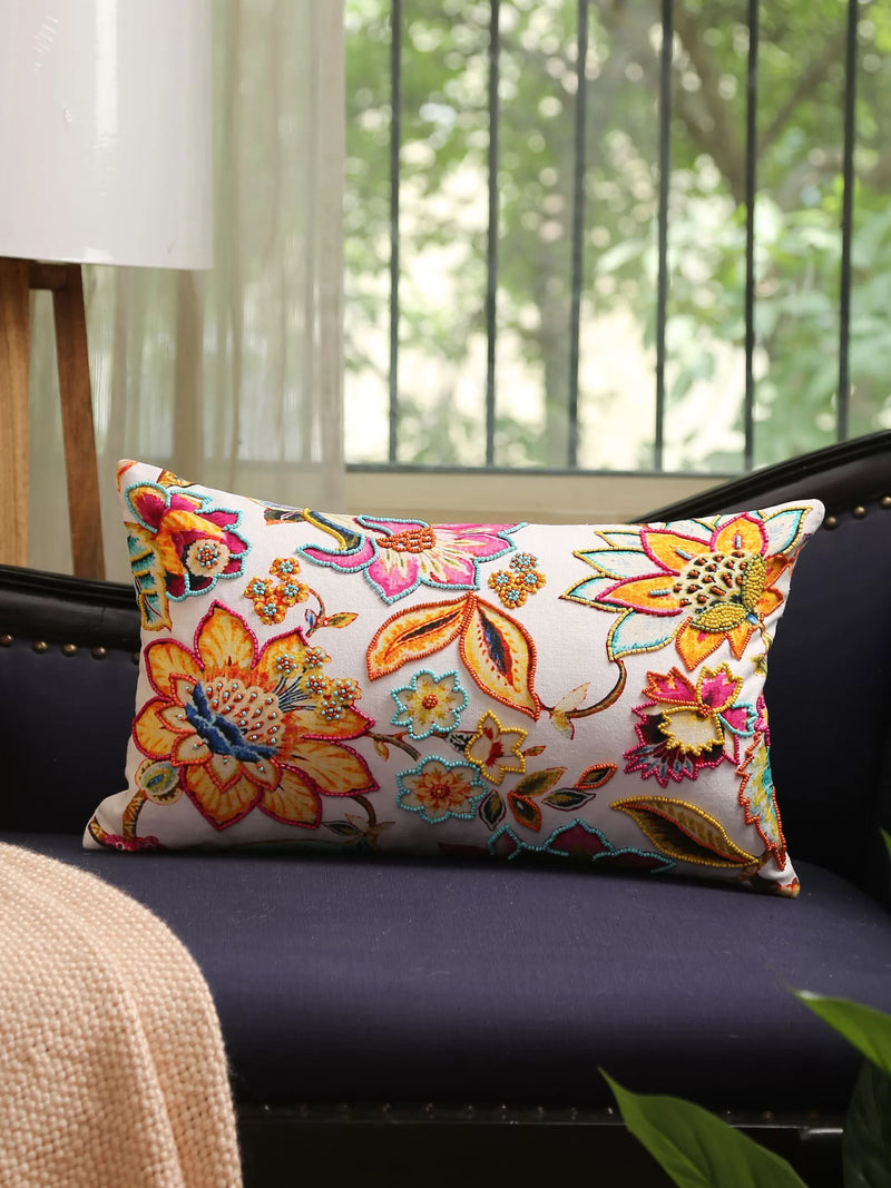 Hand Beaded Cushion Cover - Multicolor