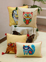 Enchanted Dream Scapes - Owl Design Embroidered & Appliqué Cushion Cover