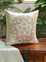 Viscose Velvet Cushion Cover - Beige Embroidered