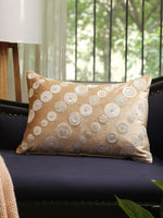 Viscose Velvet Cushion Cover - Beige Sequin And Beads Work