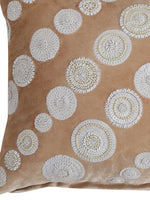 Viscose Velvet Cushion Cover - Beige Sequin And Beads Work