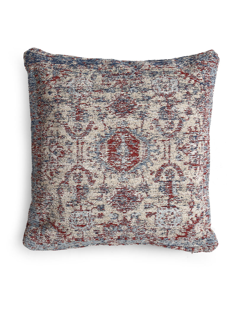 Persian Motif - Beige & Multicolor Jacquard Chenille Cushion Cover