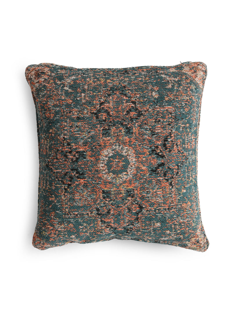Persian Motif - Teal Jacquard Chenille Cushion Cover