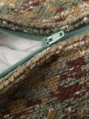 Persian Motif - Green & Multicolor Jacquard Chenille Cushion Cover
