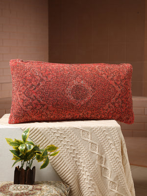 Persian Motif - Deep Red Jacquard Chenille Cushion Cover