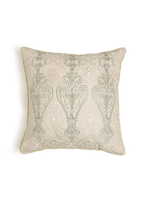 Embroidery Cushion Cover - Ivory & Gold Zari