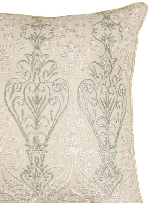 Embroidery Cushion Cover - Ivory & Gold Zari