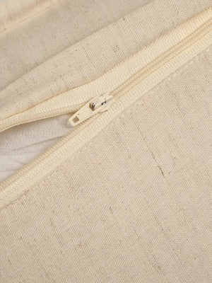 Embroidery Pillow Style Cushion Cover - Ivory & Gold Zari